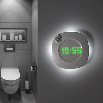 USB Модерен дизайн Цифров часовник Лампа LED PIR сензор за движение Стенен часовник Светлина Магнитна тоалетна Кабинет за баня Нощна лампа Декорация