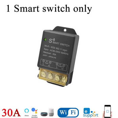 Tedeligo 2,4 GHz Ewelink WiFi Smart Switch Controller 110v 220v 30A Prekidač svjetla Zidni prekidač, Timing Voice Module radi s Alexom