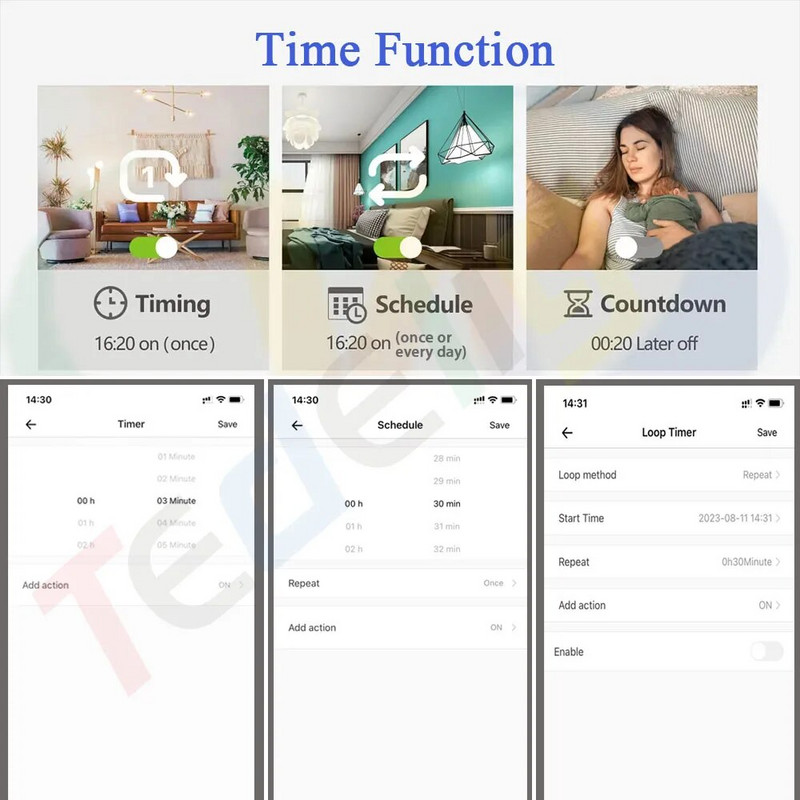 Tedeligo 2,4 GHz Ewelink WiFi Smart Switch Controller 110v 220v 30A Prekidač svjetla Zidni prekidač, Timing Voice Module radi s Alexom