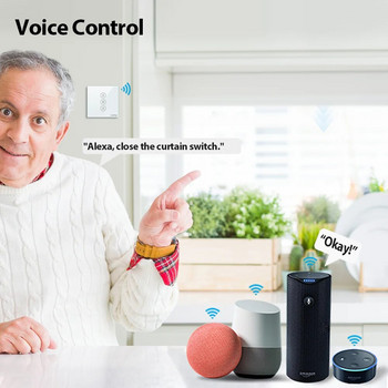 QCSMART Tuya Превключвател за завеси за ролетни щори Процентно дистанционно управление Гласова операция Google Home Alexa