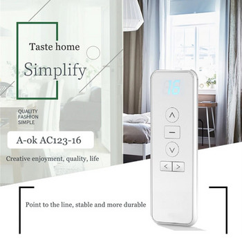A-OK AC123 1/2/6/16-CH Remote Controller RF433 Transmitter for A OK Electric Curtian Motor, Wireless Control Intelligent Home
