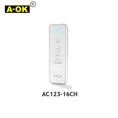 A-OK AC123 1/2/6/16-CH Remote Controller RF433 Transmitter for A OK Electric Curtian Motor, Wireless Control Intelligent Home