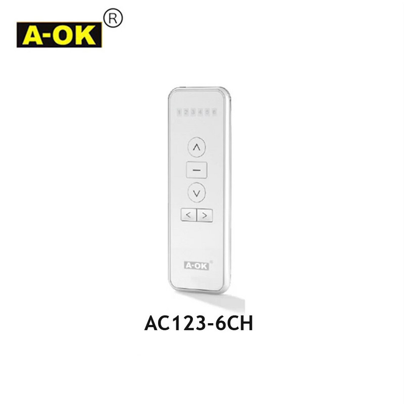 A-OK AC123 1/2/6/16-CH Remote Controller RF433 Transmitter for A OK Electric Curtian Motor, Wireless Control Intelligent Home