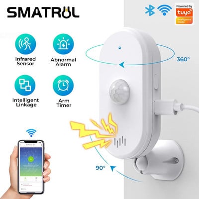 SMATRUL Tuya Smart Wifi Pir Motion Sensor Usb Home Security System Detector Alarm App Remote Control Timing Arming