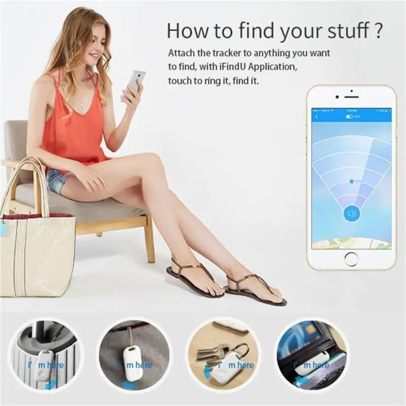 CCORUI Tuya Tracker inteligent de locație compatibil Bluetooth Tracker GPS anti-pierdere Breloc Alarmă Tracker Smart Life Telecomandă