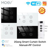 MOES Tuya Smart Life WiFi RF 2 Gang Dvostruki prekidač za rolete za rolete Električni motor s Google Home Alexa