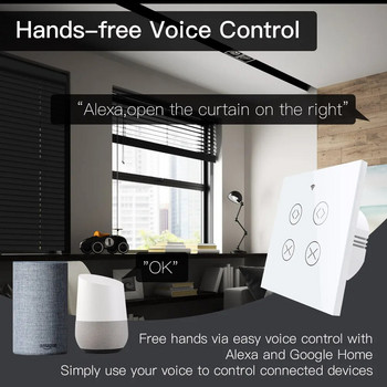 MOES Tuya Smart Life WiFi RF 2 Διακόπτης διπλής κουρτίνας για ηλεκτρικό μοτέρ με ρολό με το Google Home Alexa