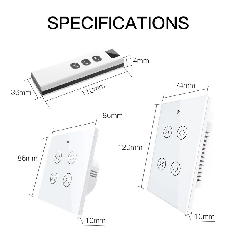 MOES Tuya Smart Life WiFi RF 2 Gang Dvostruki prekidač za rolete za rolete Električni motor s Google Home Alexa