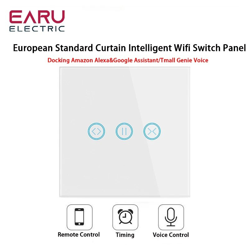WiFi Smart Timer Glass Wall Touch Prekidač za zavjese Kontroler za rolete Električni motor TUYA Smart Life Google Home Alexa