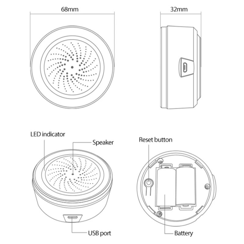 Zigbee NEO 90DB senzor zvuka i svjetla Tuya Smart Life ugrađena sirena alarmni senzor