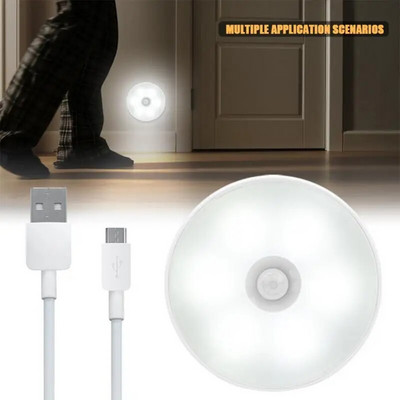 Judesio jutiklis Naktinė šviesa Sumanus kūno šviesos jutiklis USB įkrovimas Naktinė lempa miegamajame Naudojama virtuvėje Vonios spinta