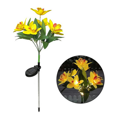 7Head LED solarna simulacija ruža ljiljani cvijet LED svjetlo vrt dvorište travnjak noćna svjetiljka pejzaž vrt cvijeće za uređenje doma