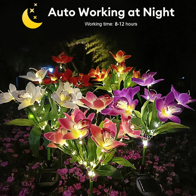 7Head LED solarna simulacija ruža ljiljani cvijet LED svjetlo vrt dvorište travnjak noćna svjetiljka pejzaž vrt cvijeće za uređenje doma