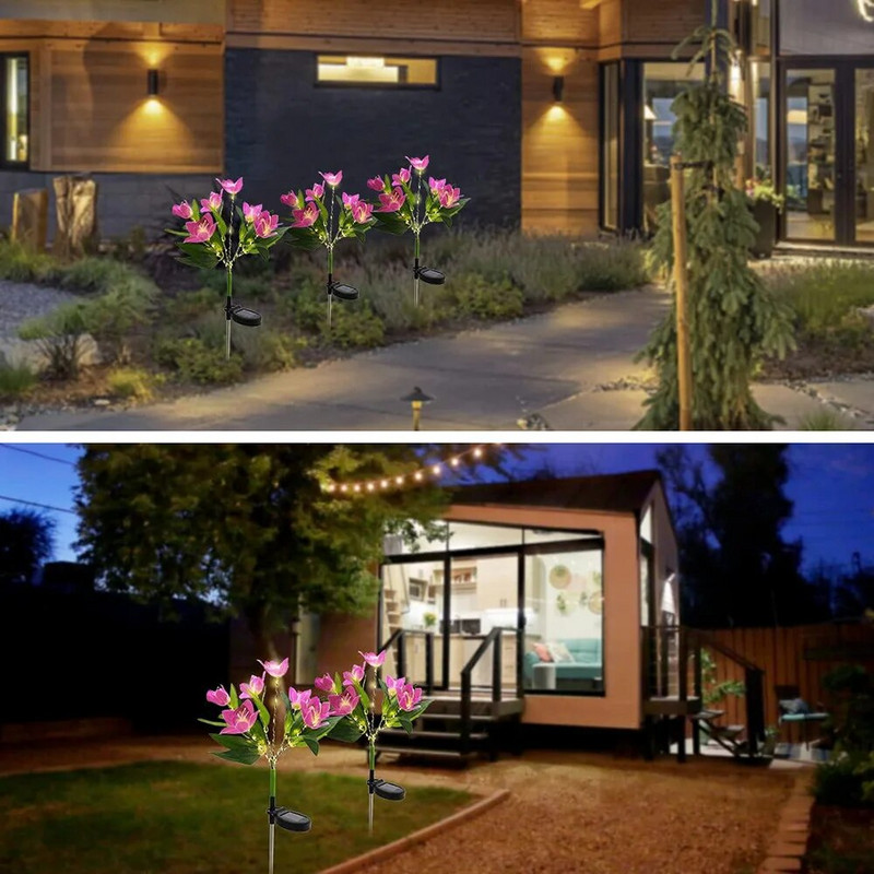 7Head LED solarna simulacija ruža ljiljani cvijet LED svjetlo vrt dvorište travnjak noćna svjetiljka pejzaž vrt cvijeće za uređenje doma