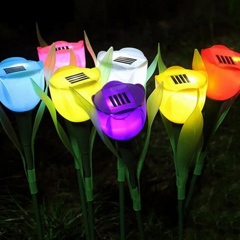1 бр. Градинско лале във формата на цвете LED захранвано със слънчева енергия водоустойчива тръбна лампа за тревни площи Стоящ декор за дворно парти на открито xqmg