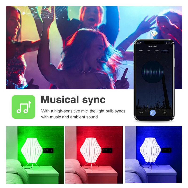 Gleco Tuya Wifi Led žarulja Bluetooth LED žarulja RGB E27 Zigbee Led žarulje Pametna kućna rasvjeta radi s Alexa Amazon, Google