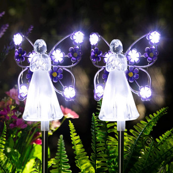 Външни слънчеви ангелски градински светлини 7 LED светлини за тревни площи Водоустойчива пейзажна светлина Градинска декорация на коридор Нощна лампа