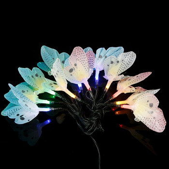 12 LED слънчеви пеперудени лампи, оптични влакна, оптични приказни светлини, водоустойчива коледна външна градинска празнична украса