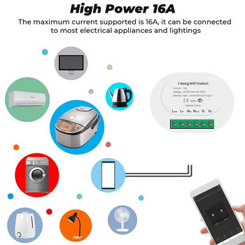 1CH Tuya Wifi превключвател на вентилатора Контролер за интелигентен дом Безстепенен скоростен превключвател Регулатор на напрежението за Alexa Google Smart Life Издръжлив