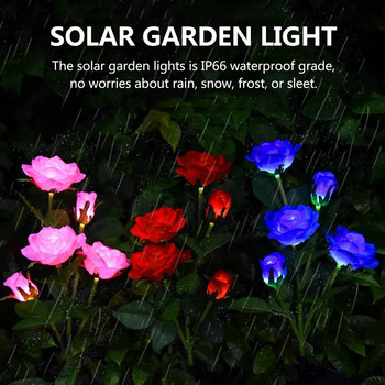 LED слънчева симулация на розово цвете Светлина Водоустойчива градинска пейзажна лампа Външна лампа за морава Домашни коледни декоративни светлини за цветя