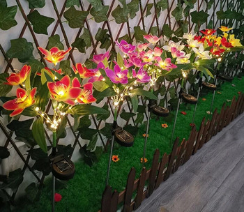 Слънчева светлина LED Orchid Rose Lawn Lamp Външна IP65 Водоустойчива Градина Вила Коридор Коледна украса Флуоресцентна лампа