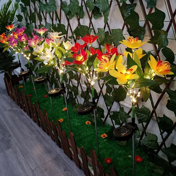 Ηλιακό φως LED Orchid Rose Φωτιστικό γκαζόν εξωτερικού χώρου IP65 αδιάβροχο κήπο Βίλα Διάδρομος Διάδρομος Χριστουγεννιάτικη διακόσμηση Φωτιστικό φθορισμού