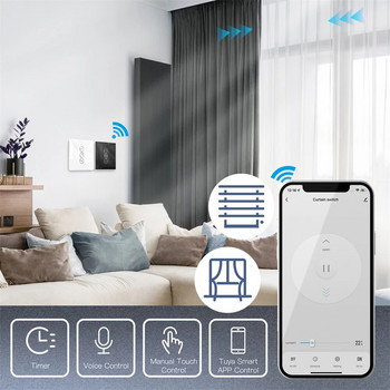 MOES WiFi RF433 Smart 2.5D Arc Glass Touch Switch for Rollers Rolls Smart Life/Tuya APP Works Alexa Google