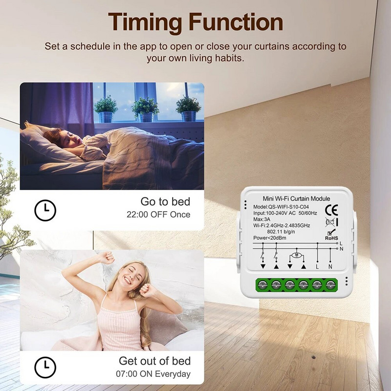 Tuya ZigBee WiFi Smart Curtain jungiklio modulis Roletai Užraktas Elektros variklis Smart Life Balso valdymas, skirtas Alexa Google Home