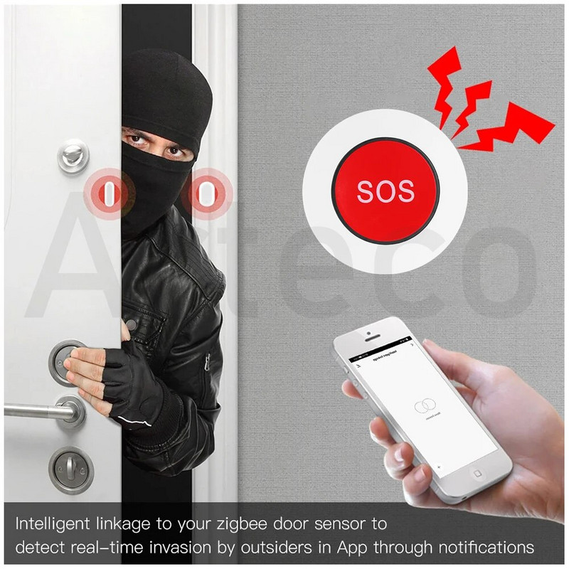 Tuya Zigbee SOS tipka Tipka za hitne slučajeve Bežični alarmni sustav pametnog doma Dugme alarma za starije osobe radi s pristupnikom Smart Life