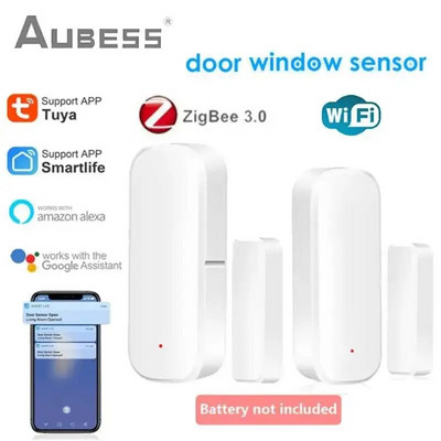 Tuya WiFi ZigBee Smart Door Sensor Smart Home Door Open/Closed Detectors Window Sensor Smart Life Works With Alexa