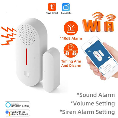 Tuya Smart Home WiFi Door Window Sensor Door Open/Closed Alarm Detector Security Protection Smart Life Voice Via Alexa Google