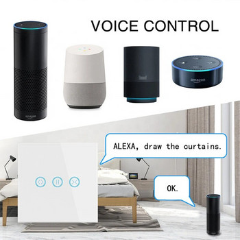 Έξυπνος χρονοδιακόπτης WiFi Ελεγκτής διακόπτης κουρτινών αφής γυαλιού τοίχου για ηλεκτρικό μοτέρ ρολού TUYA Smart Life Google Home Alexa