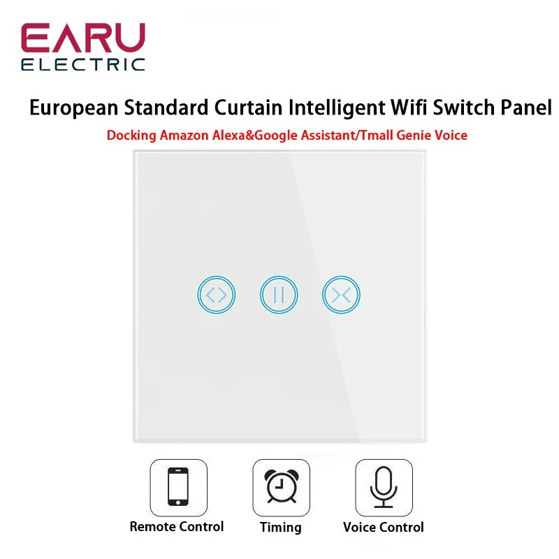 WiFi Smart Timer Glass Wall Touch Prekidač za zavjese Kontroler za rolete Električni motor TUYA Smart Life Google Home Alexa
