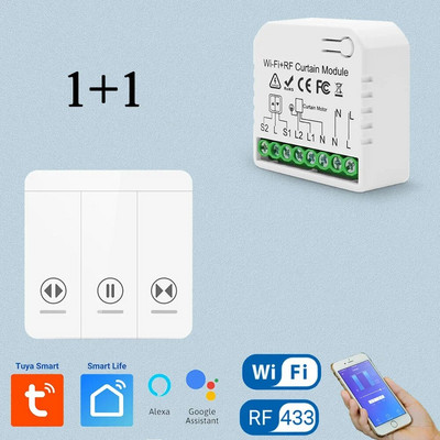Tedeligo WiFi RF pametni modul prekidača za zavjese, bežični zidni prekidač za upravljanje roletama za pametnu kuću, garažni prekidač, Alexa, 110V 220V