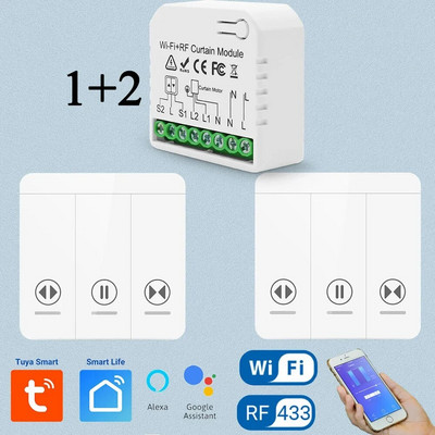 Tedeligo WiFi RF pametni modul prekidača za zavjese, bežični zidni prekidač za upravljanje roletama za pametnu kuću, garažni prekidač, Alexa, 110V 220V