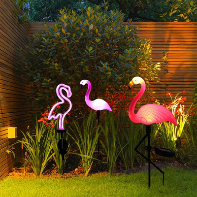 Solar Flamingo Light LED kültéri udvari lámpa kerti lámpa vízálló karólámpa folyosó dekoráció napelemes terasz földi lámpás