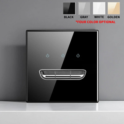 Europska Britanska Francuska Standardna utičnica s prekidačem od kaljenog stakla sa svjetlosnim indikatorom, samoresetiranje 1 2 3 4 Višestruke zidne utičnice