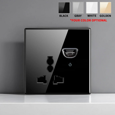 Europska Britanska Francuska Standardna utičnica s prekidačem od kaljenog stakla sa svjetlosnim indikatorom, samoresetiranje 1 2 3 4 Višestruke zidne utičnice