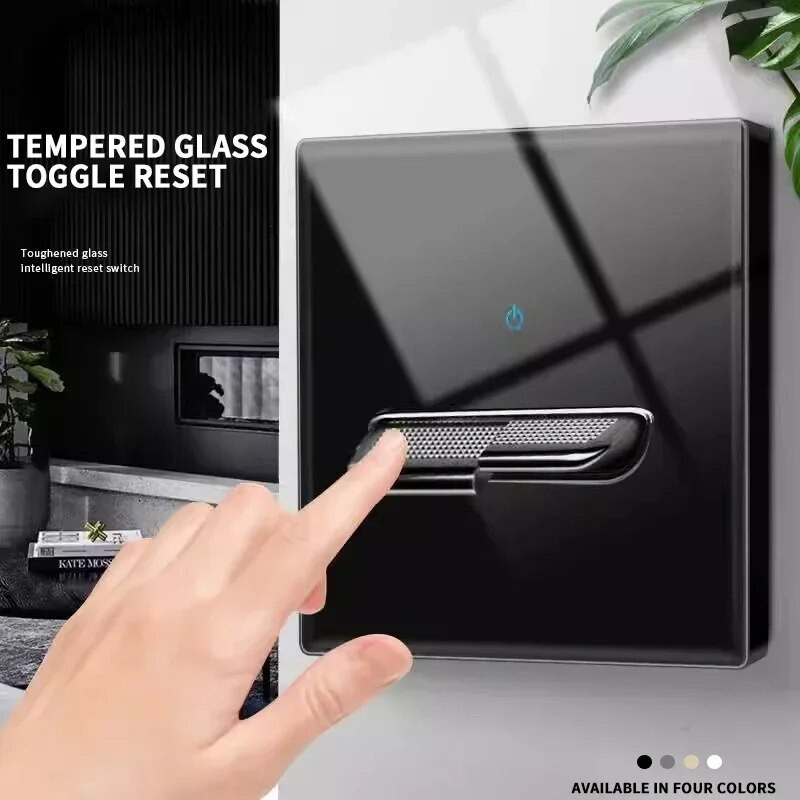 Europska Britanska Francuska Standardna utičnica s prekidačem od kaljenog stakla sa svjetlosnim indikatorom, samoresetiranje 1 2 3 4 Višestruke zidne utičnice