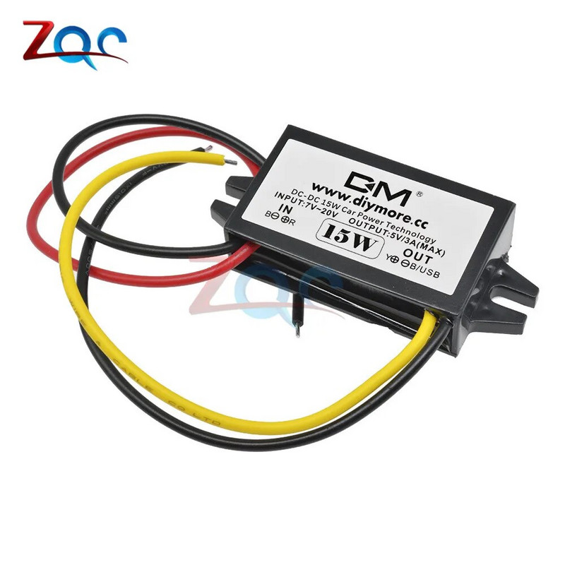 DC-DC 12V kuni 5V 3A 15W auto toitemuundur Micro Mini USB astmeline pinge toiteallika väljundadapter madala kuumuse automaatne kaitse