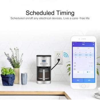 Έξυπνη πρίζα πρίζας WiFi Tuya Το τηλεχειριστήριο της εφαρμογής Smart Life λειτουργεί με το Alexa Home Standard US