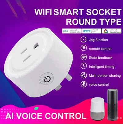 Priză Smart Plug WiFi Tuya Telecomanda aplicației Smart Life Funcționează cu Alexa Home Standard SUA