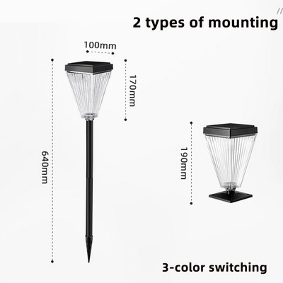 IP65 vanjska vodootporna solarna vrtna svjetla Solarna svjetla za pejzažne staze Solarna svjetla za travnjake Višebojna vrtna staza za dvorište Deco