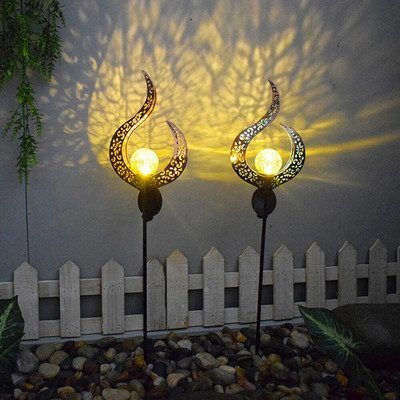 Napelemes lámpák kültéri kerti dekorációk Sun Moon Star Stake Light Dekoratív vízálló dekoráció a Pathway Lawn Patio Udvarhoz