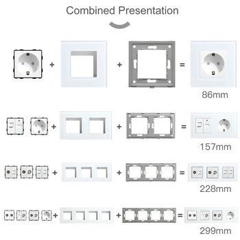 BSEED Glass Frames TV/ST/USB Socket Type-C EU Socket CAT5 RJ45 HDMI Socket Function Parts 1/2Way Механични бутонни превключватели Част