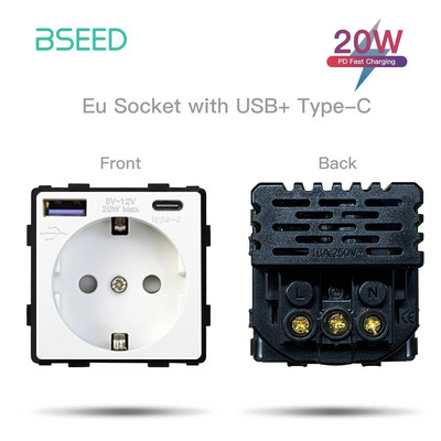 BSEED stiklo rėmeliai TV/ST/USB C tipo lizdas EU lizdas CAT5 RJ45 HDMI lizdo funkcinės dalys 1/2 krypčių mechaninių mygtukų jungiklių dalis