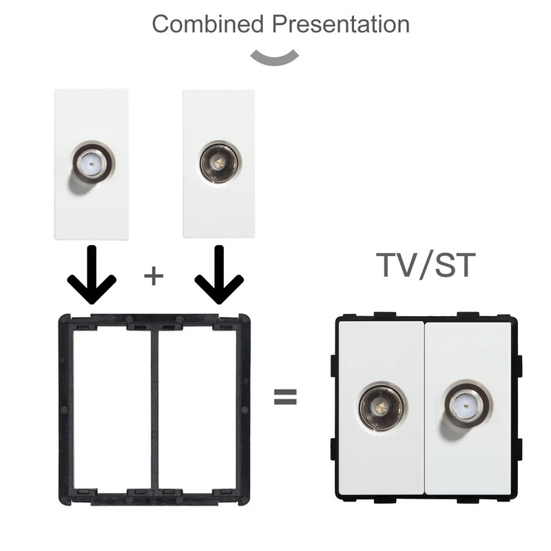 BSEED stiklo rėmeliai TV/ST/USB C tipo lizdas EU lizdas CAT5 RJ45 HDMI lizdo funkcinės dalys 1/2 krypčių mechaninių mygtukų jungiklių dalis