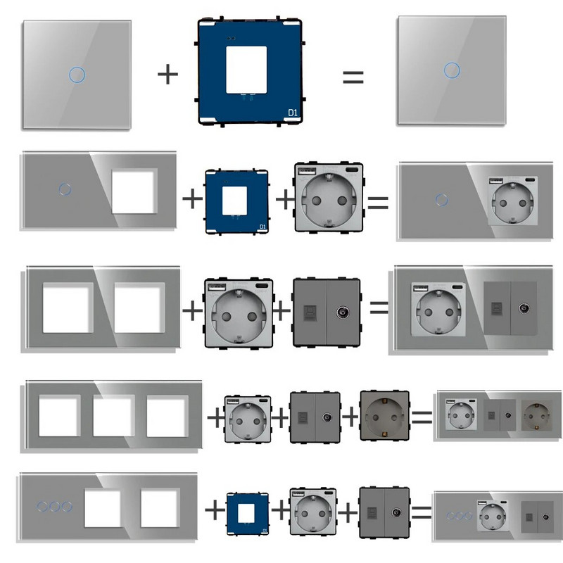 Električne utičnice Staklena ploča Internetska utičnica TV ST CAT6 RJ45 Funkcijski dijelovi Dupla USB utičnica EU zidni utikač DIY pribor