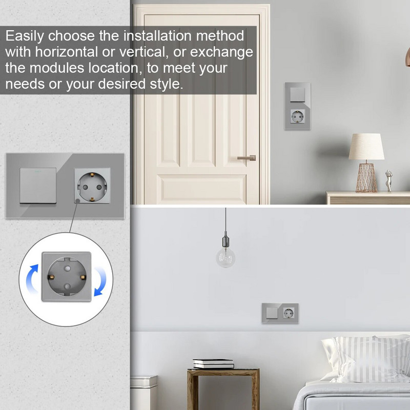 Električne utičnice Staklena ploča Internetska utičnica TV ST CAT6 RJ45 Funkcijski dijelovi Dupla USB utičnica EU zidni utikač DIY pribor