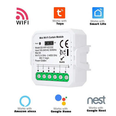 Tuya ZigBee/WiFi pametni modul prekidača za zavjese za motor roleta QS-S10-C04/ECC02 Podrška prekidača Google Home Alexa